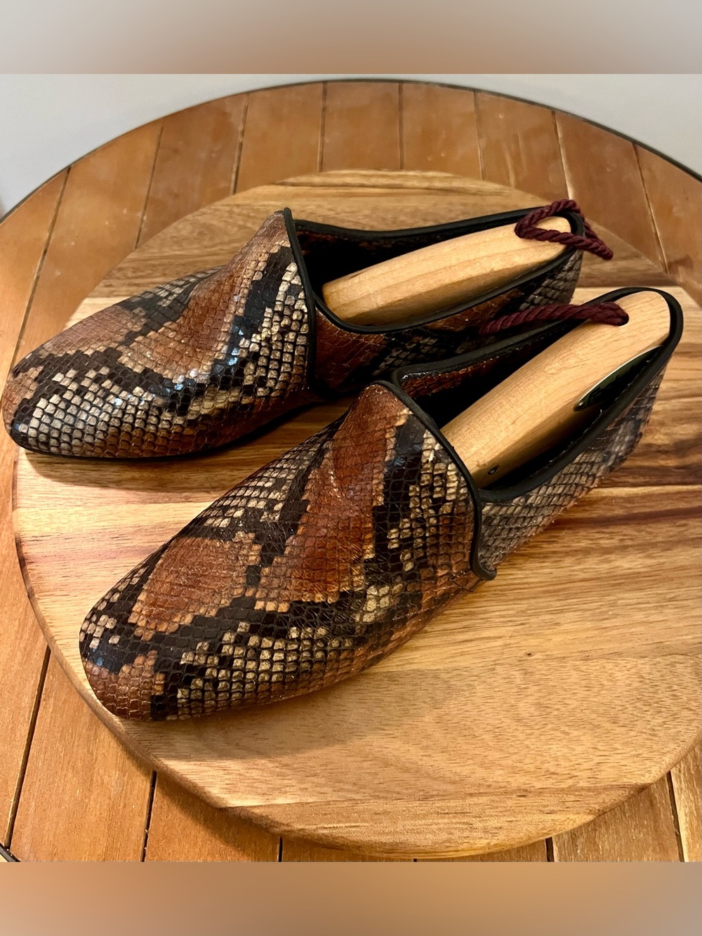 Aquatalia Remy Snakeskin Print Loafers Size 6.5